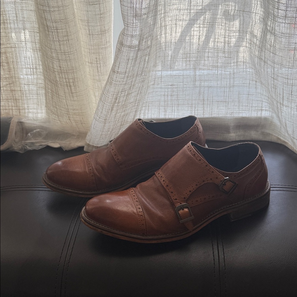 Brown Leather Buckle Dress Shoes